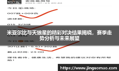 米亚尔比与天狼星的精彩对决结果揭晓，赛季走势分析与未来展望
